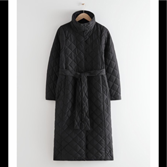 quilted belted banana sleeve coat